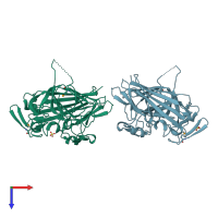 PDB entry 1lur coloured by chain, top view.