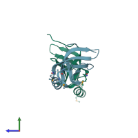 PDB entry 1luz coloured by chain, side view.