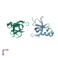 PDB entry 1luz coloured by chain, top view.