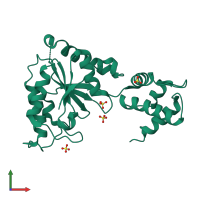 PDB entry 1lv7 coloured by chain, front view.