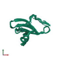 PDB entry 1lv9 coloured by chain, ensemble of 10 models, front view.