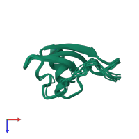 PDB entry 1lv9 coloured by chain, ensemble of 10 models, top view.