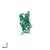 Monomeric assembly 1 of PDB entry 1lva coloured by chemically distinct molecules, side view.