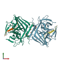 PDB entry 1lvb coloured by chain, front view.