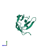 PDB entry 1lve coloured by chain, side view.