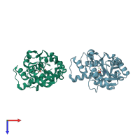 PDB entry 1lvh coloured by chain, top view.