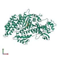 PDB entry 1lvk coloured by chain, front view.