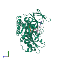 PDB entry 1lvl coloured by chain, side view.