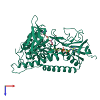 PDB entry 1lvl coloured by chain, top view.