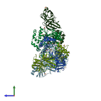 PDB entry 1lvo coloured by chain, side view.