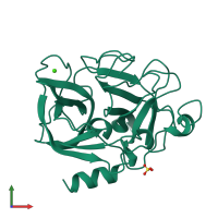 PDB entry 1lvy coloured by chain, front view.