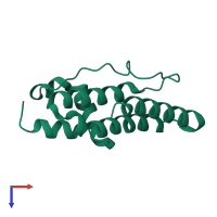 PDB entry 1lwb coloured by chain, top view.