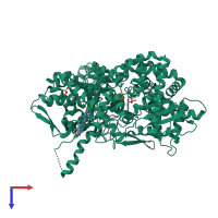 PDB entry 1lwo coloured by chain, top view.
