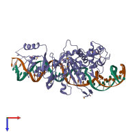 PDB entry 1lws coloured by chain, top view.
