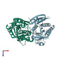 PDB entry 1lx7 coloured by chain, top view.