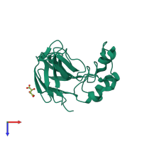 PDB entry 1lxz coloured by chain, top view.