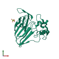 PDB entry 1ly0 coloured by chain, front view.