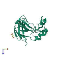 PDB entry 1ly0 coloured by chain, top view.