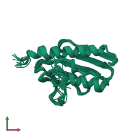 PDB entry 1ly7 coloured by chain, ensemble of 15 models, front view.