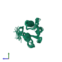 PDB entry 1ly7 coloured by chain, ensemble of 15 models, side view.