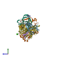 PDB entry 1lya coloured by chain, side view.