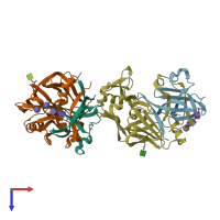 PDB entry 1lya coloured by chain, top view.