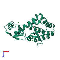 PDB entry 1lyg coloured by chain, top view.