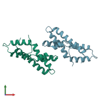PDB entry 1lyn coloured by chain, front view.