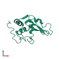 PDB entry 1lyz coloured by chain, front view.