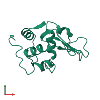 Lysozyme C in PDB entry 1lz1, assembly 1, front view.