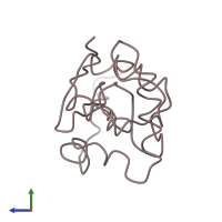 PDB entry 1lz2 coloured by chain, side view.