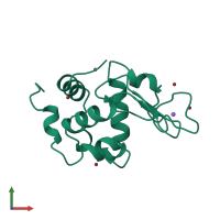 PDB entry 1lz9 coloured by chain, front view.