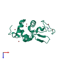 PDB entry 1lz9 coloured by chain, top view.