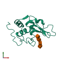 PDB entry 1lzc coloured by chain, front view.