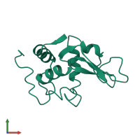 PDB entry 1lzd coloured by chain, front view.