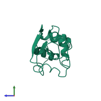 PDB entry 1lzd coloured by chain, side view.