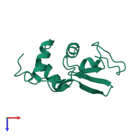 PDB entry 1lzd coloured by chain, top view.