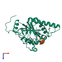 PDB entry 1lzj coloured by chain, top view.