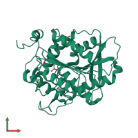 PDB entry 1lzk coloured by chain, front view.
