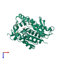 PDB entry 1lzk coloured by chain, top view.