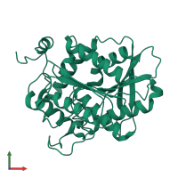 Monomeric assembly 1 of PDB entry 1lzl coloured by chemically distinct molecules, front view.