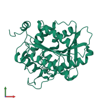 PDB entry 1lzl coloured by chain, front view.