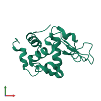 PDB entry 1lzt coloured by chain, front view.