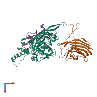 PDB entry 1m06 coloured by chain, top view.