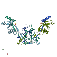 PDB entry 1m0d coloured by chain, front view.