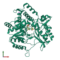 PDB entry 1m0n coloured by chain, front view.