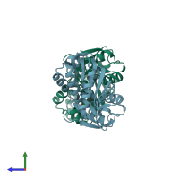 PDB entry 1m0s coloured by chain, side view.