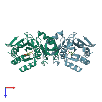 PDB entry 1m0s coloured by chain, top view.