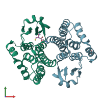 PDB entry 1m0u coloured by chain, front view.