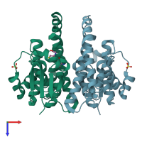 PDB entry 1m0u coloured by chain, top view.